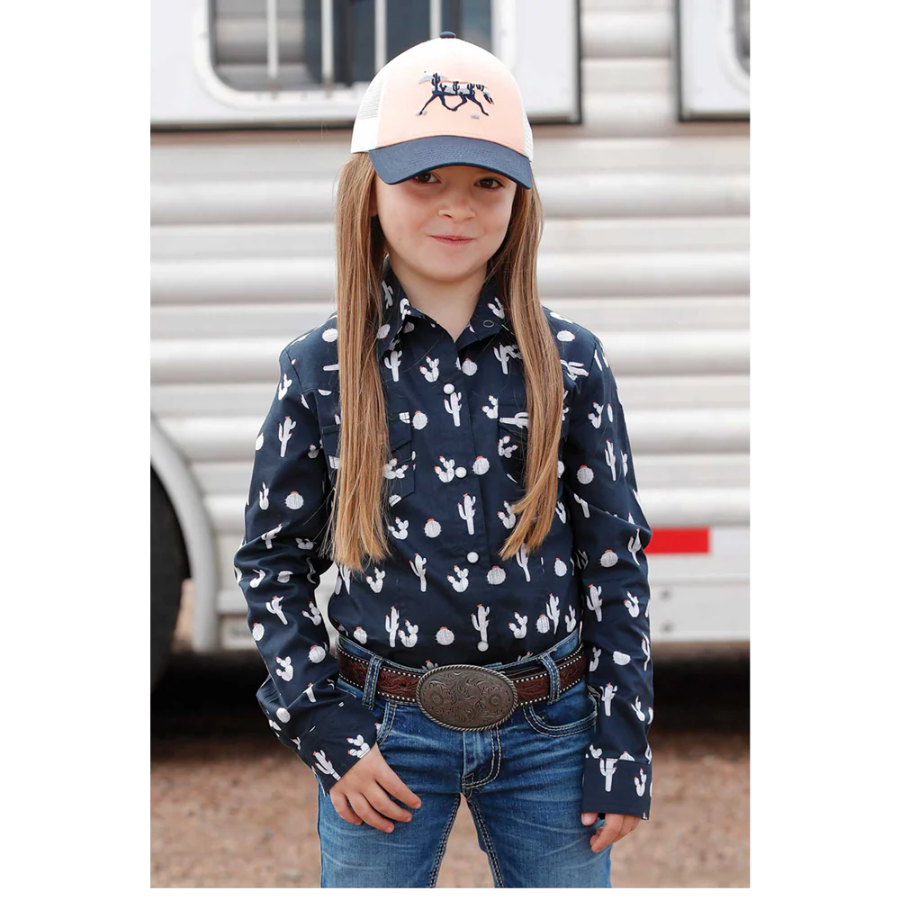 Girls L/S Cactus Print Navy