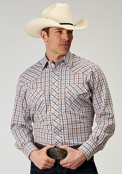 Roper Mens Classic Plaid Tan