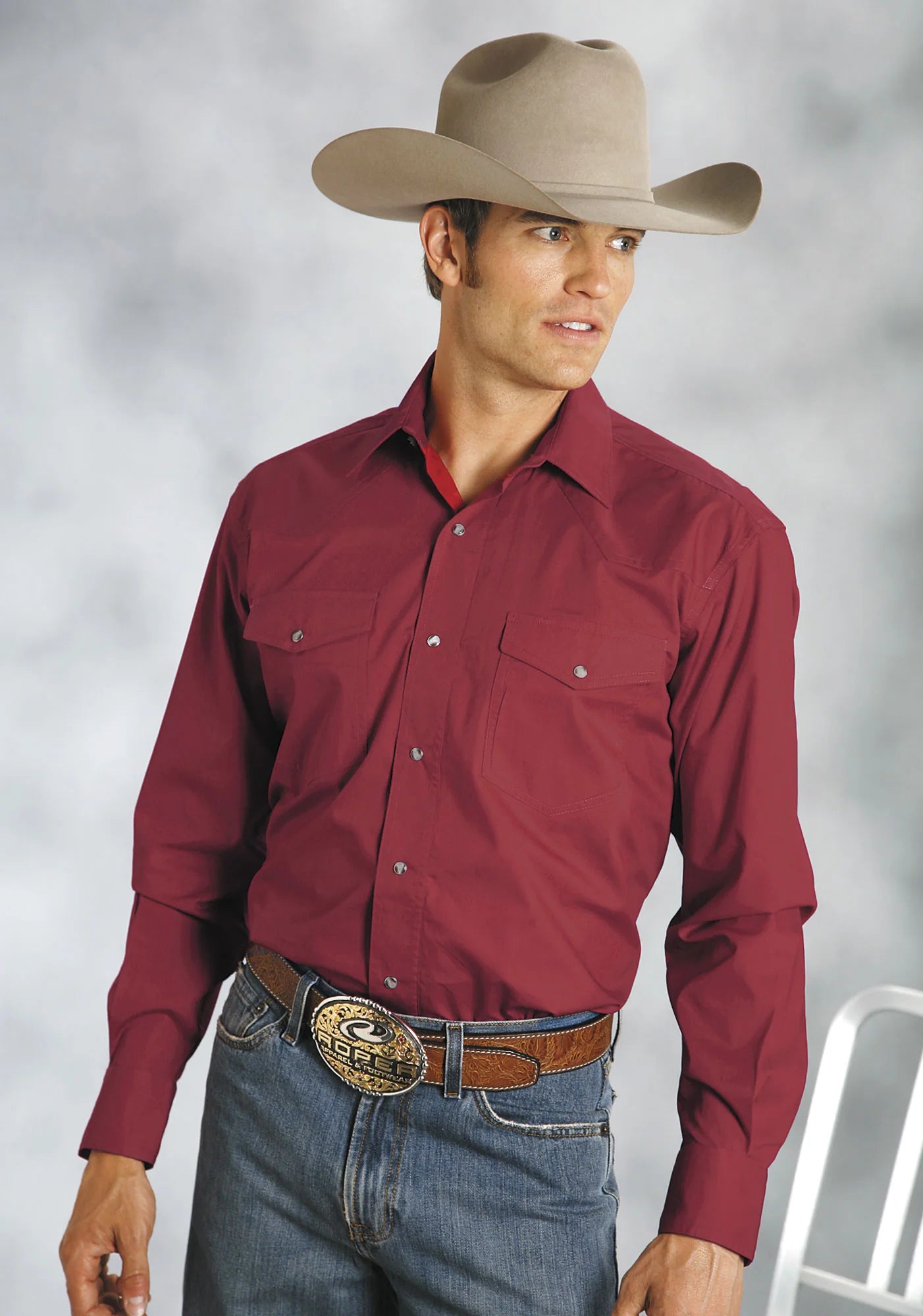 Roper Mens Button Up Red