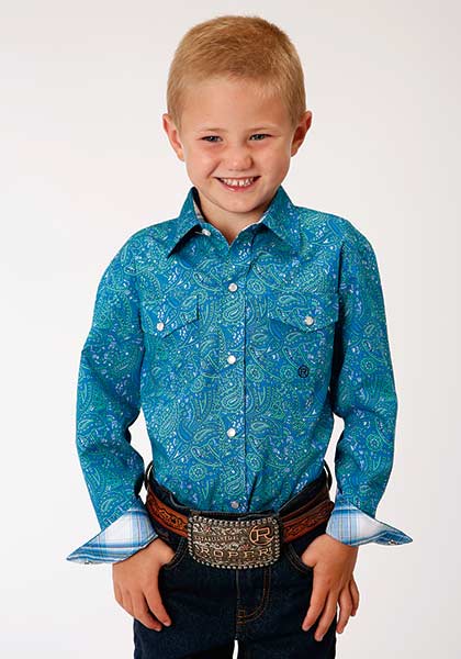 Roper Young Boys Paisley Pearl Snap