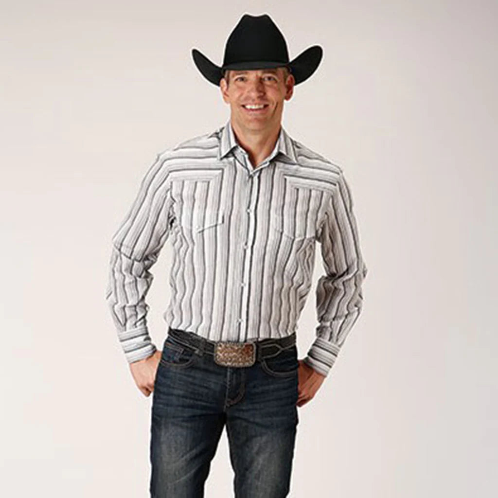 Mens Rope Snap Yarn Dyed Stripe Lt.Gy/Charcoal/Wh Stripe