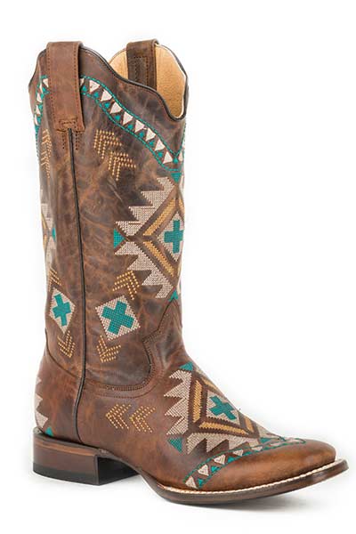 Roper Ladies Sq Toe Burnished Tan Boot