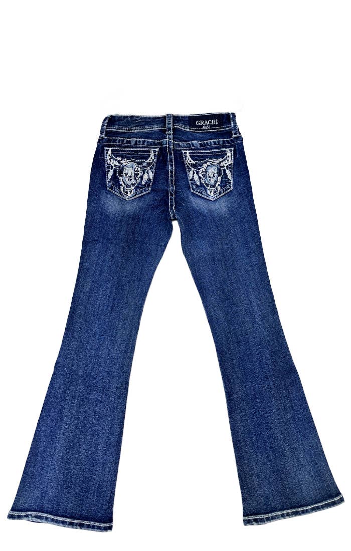 Steer Head Embroidery Girl Boot Cut | GB51956