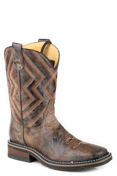 Mens CCS SqToe Ranch Boot Waxy Brown Leather Vamp & Shaft