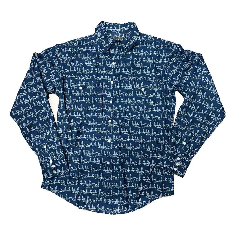 Roper Navy Cactus Button Up Kids