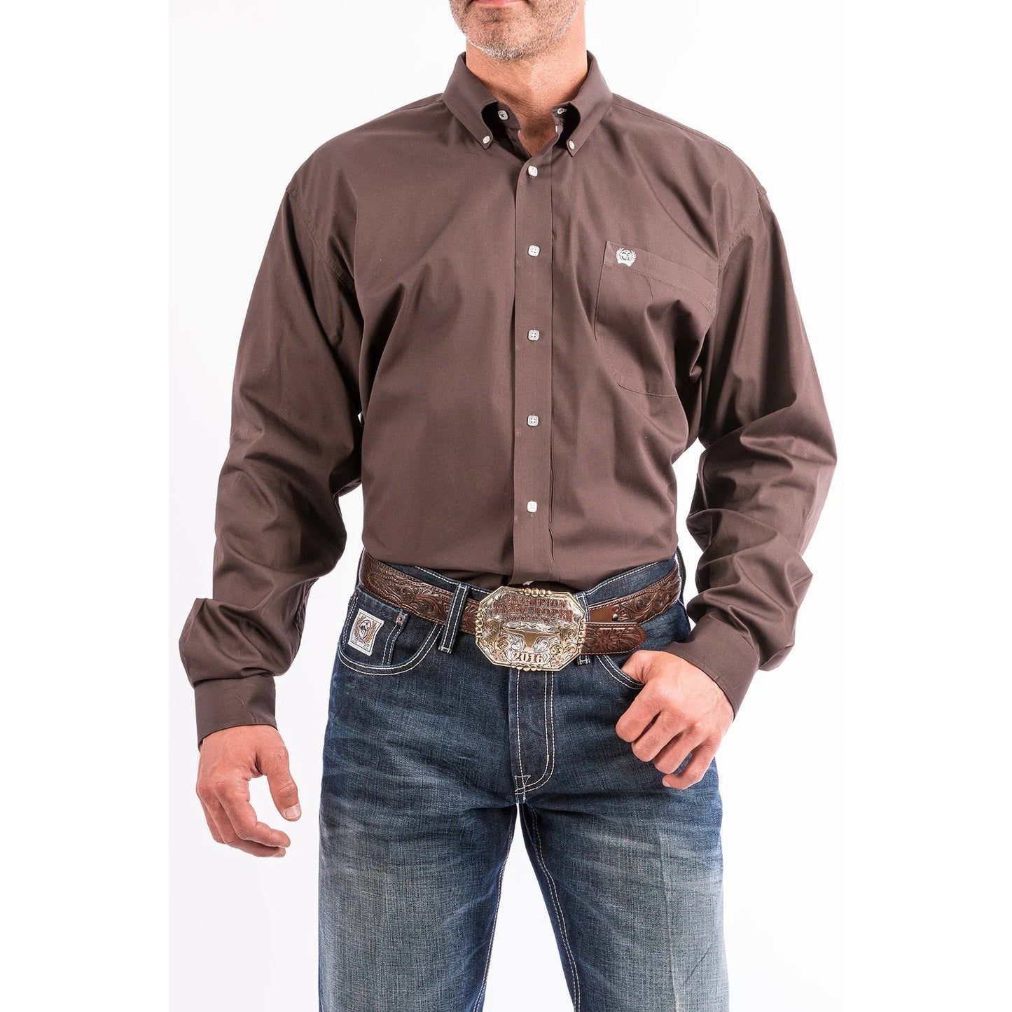 Cinch Mens Brown Button Up