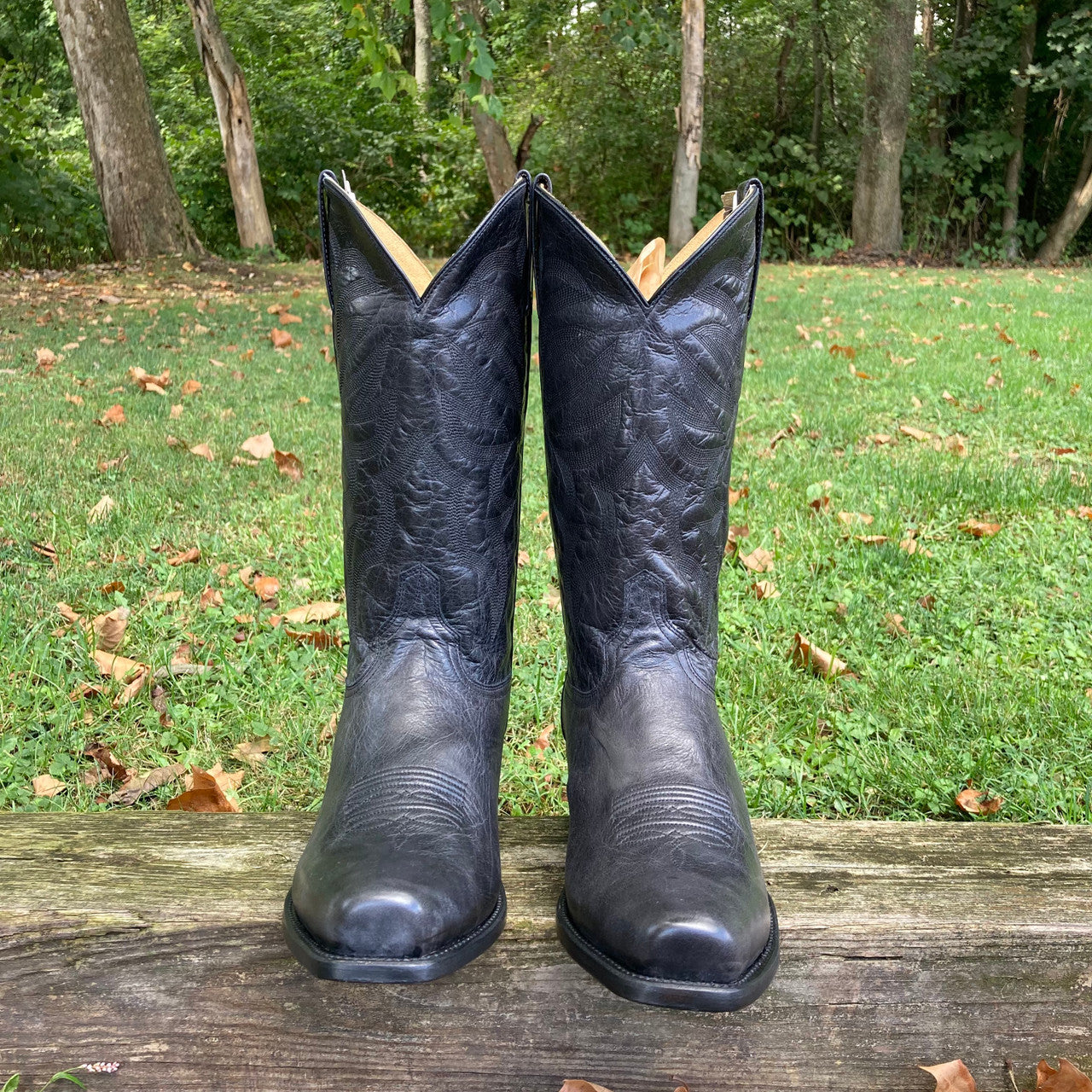 Mens Black Leather Vamp & Shaft