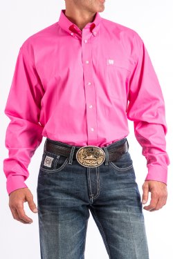 Cinch Mens Solid Pink Button Down