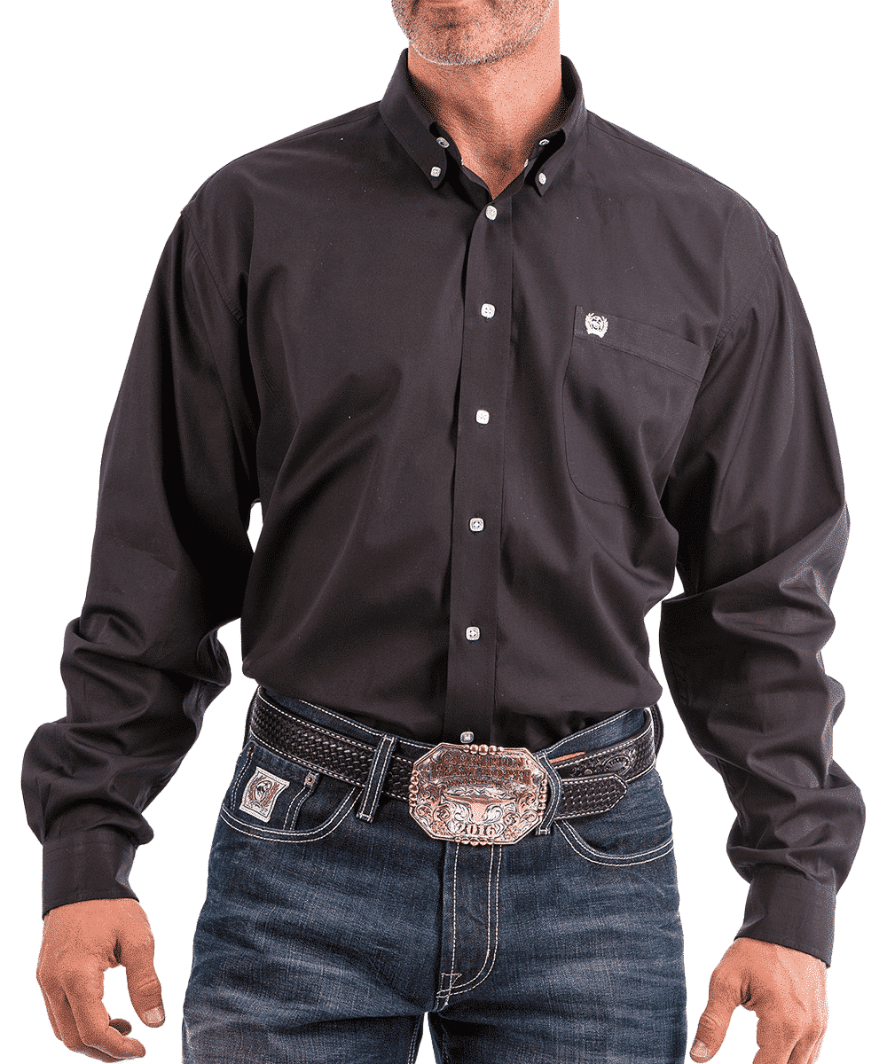 Cinch Mens Black Button Up