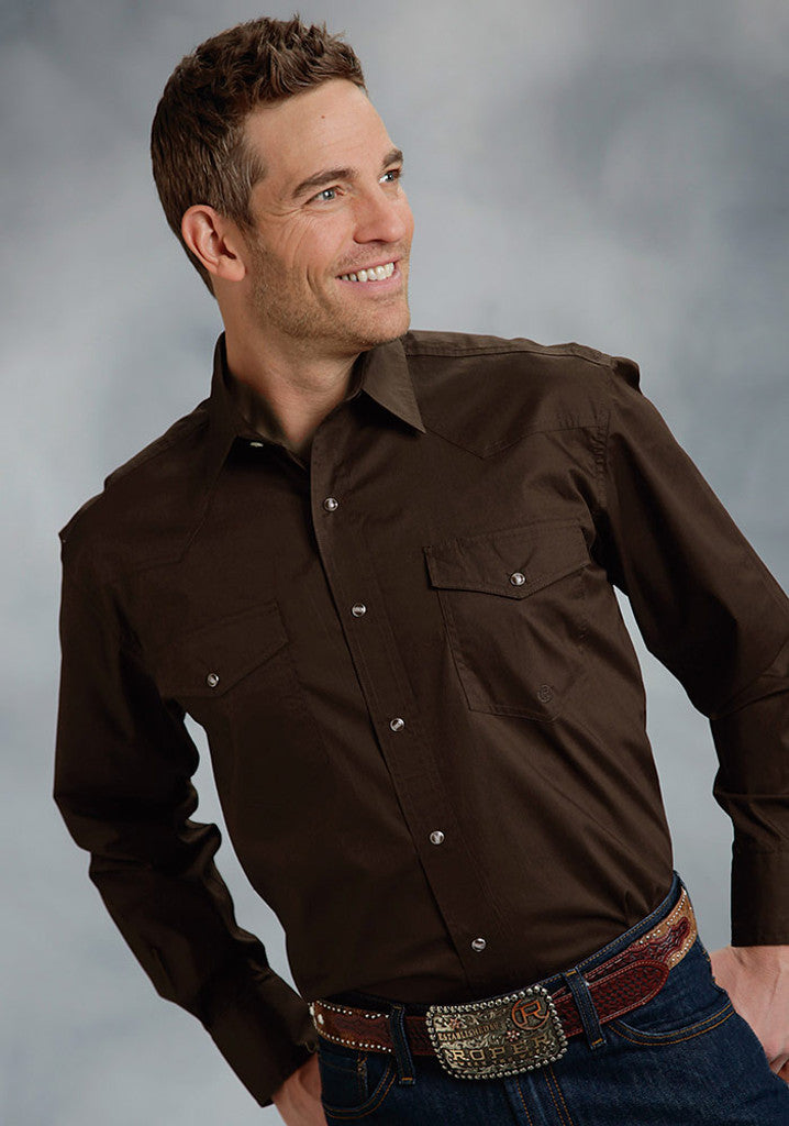 Roper Mens Brown Pearl Snap