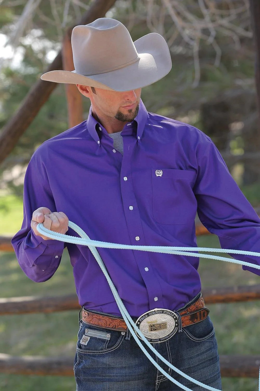 Cinch Mens Purple Button Down