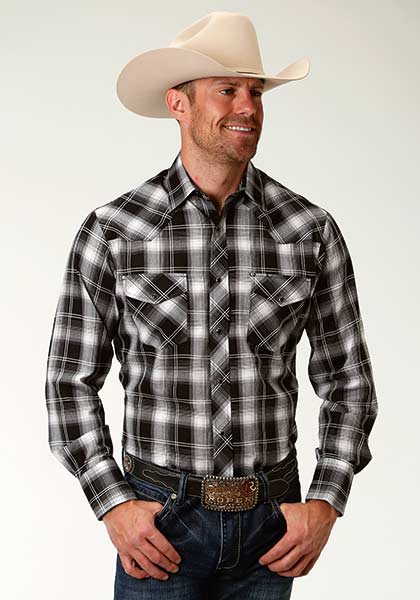 Roper Black Plaid Button Up