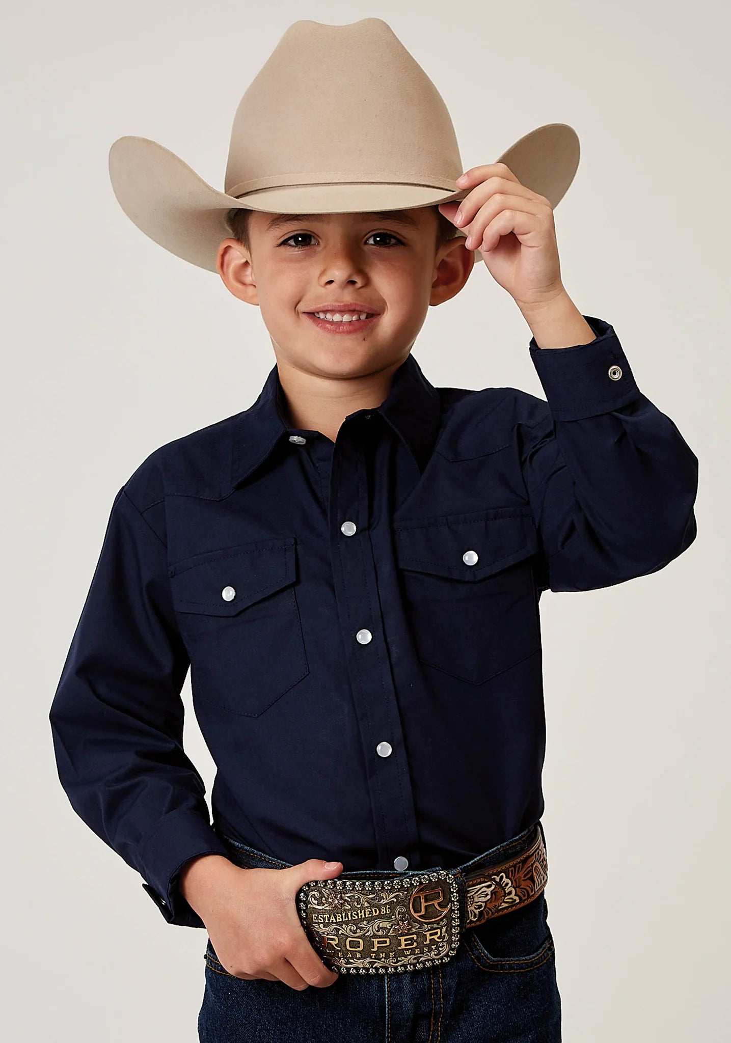 Roper Boys Navy Button Up