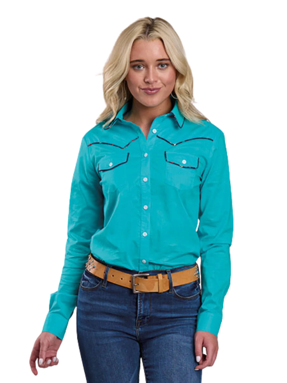 Women's Turquoise Lawn Western Shirt
