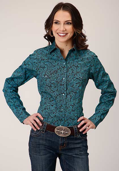 Roper Women's Blue Agave Paisley Button Down Shirt