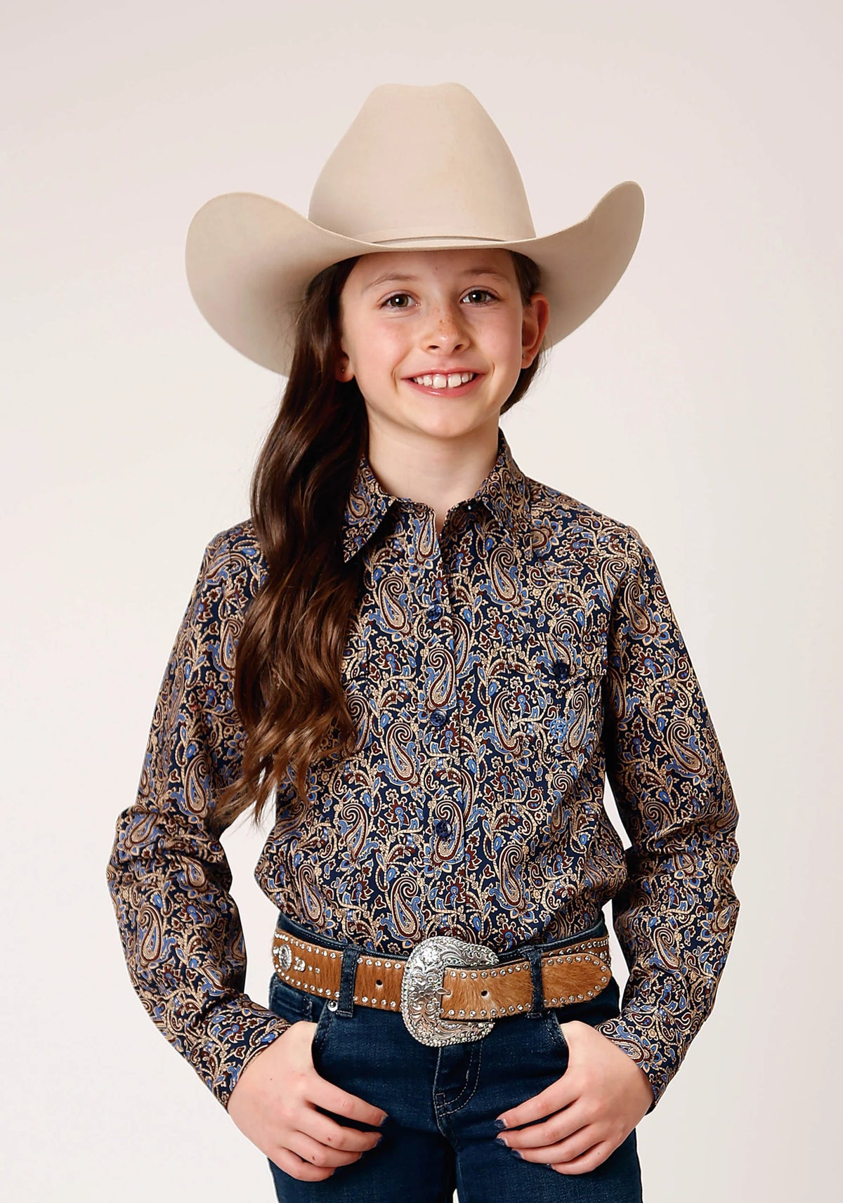 GIRLS LONG SLEEVE BUTTON VINTAGE PAISLEY
