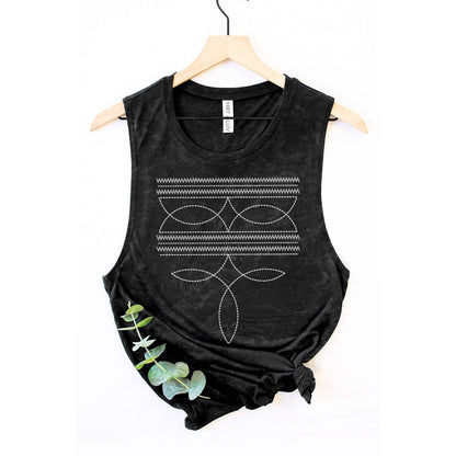 COWBOY BOOTS TOE STITCHED MINERAL GRAPHIC TANK TOP