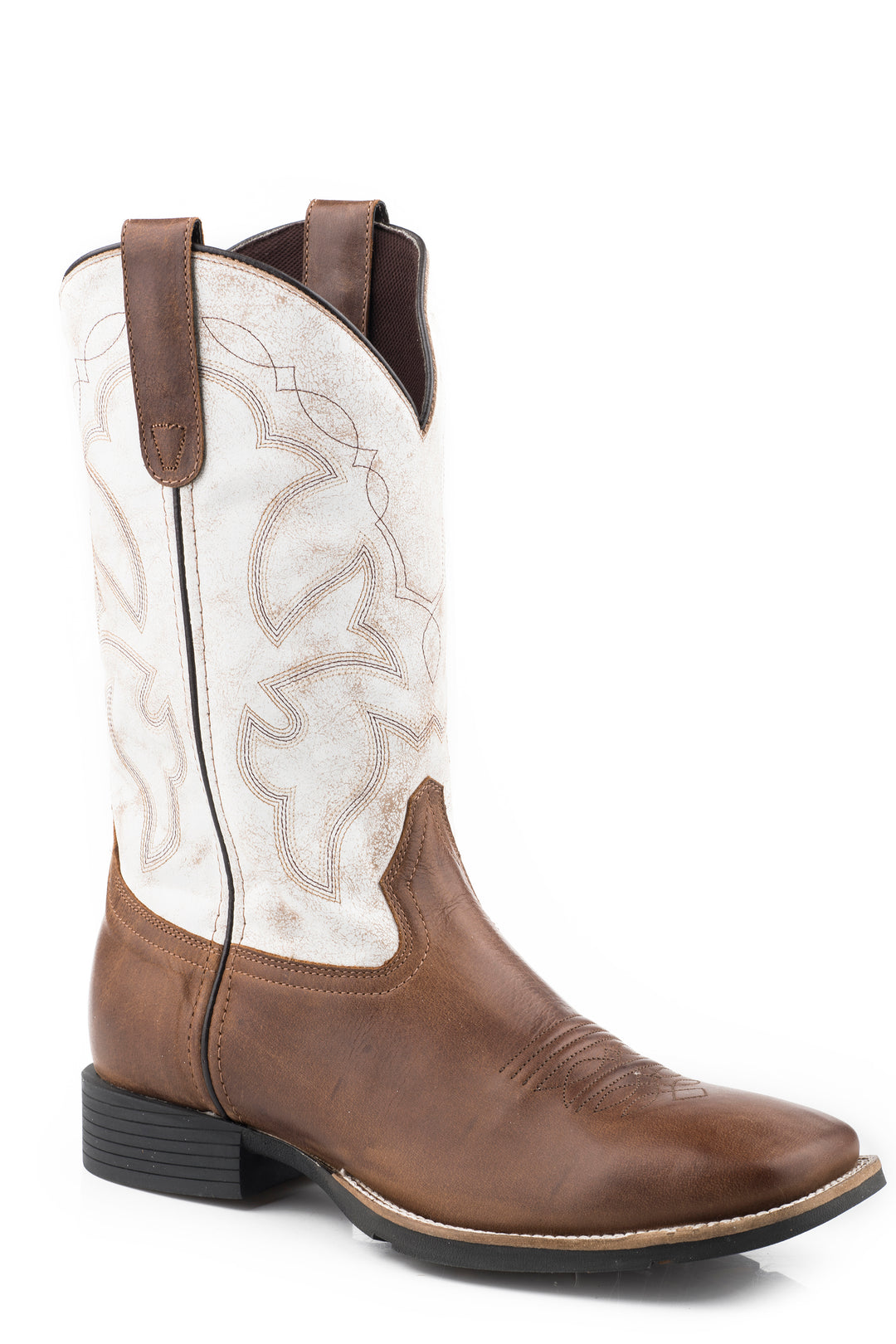 Mens Sqtoe Tan Vamp & White Leather