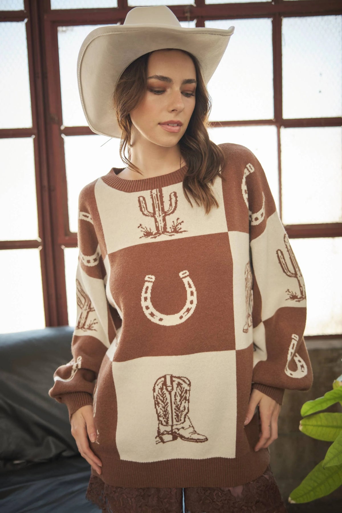 Western Graphic Oversized Sweater