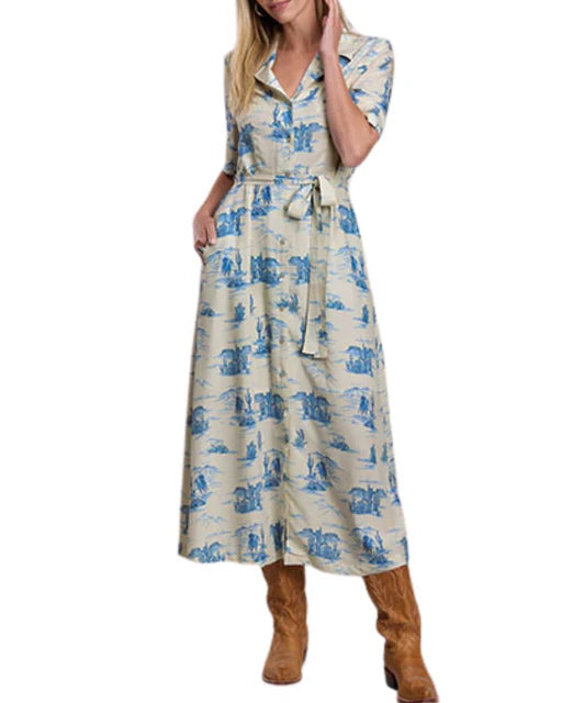 Womens Stetson Indigo/White Trail Dress