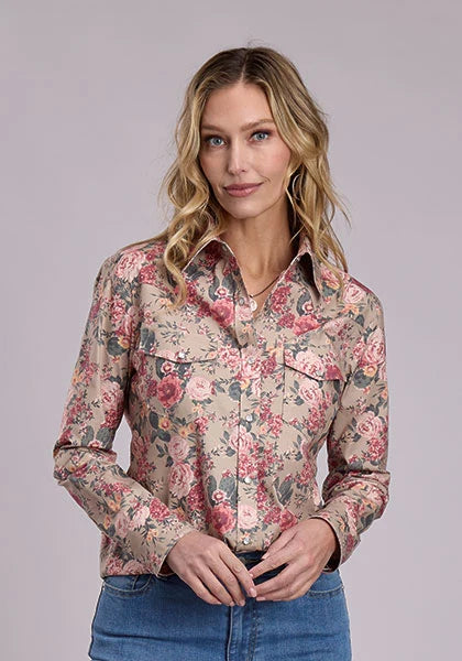 Womens Stetson "cactus Flower" L/S