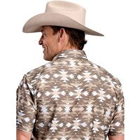 ROPER MEN'S BROWN HORIZONTAL AZTEC S/S