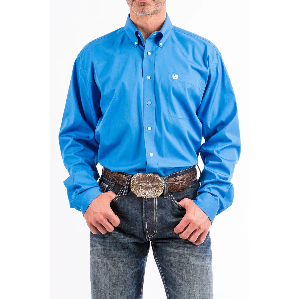 Cinch Mens Solid Blue Button
