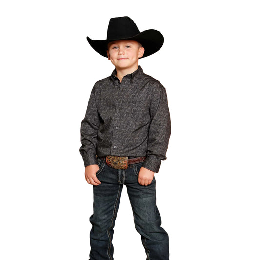Cinch Boy’s Western Shirt, Charcoal, Button Down