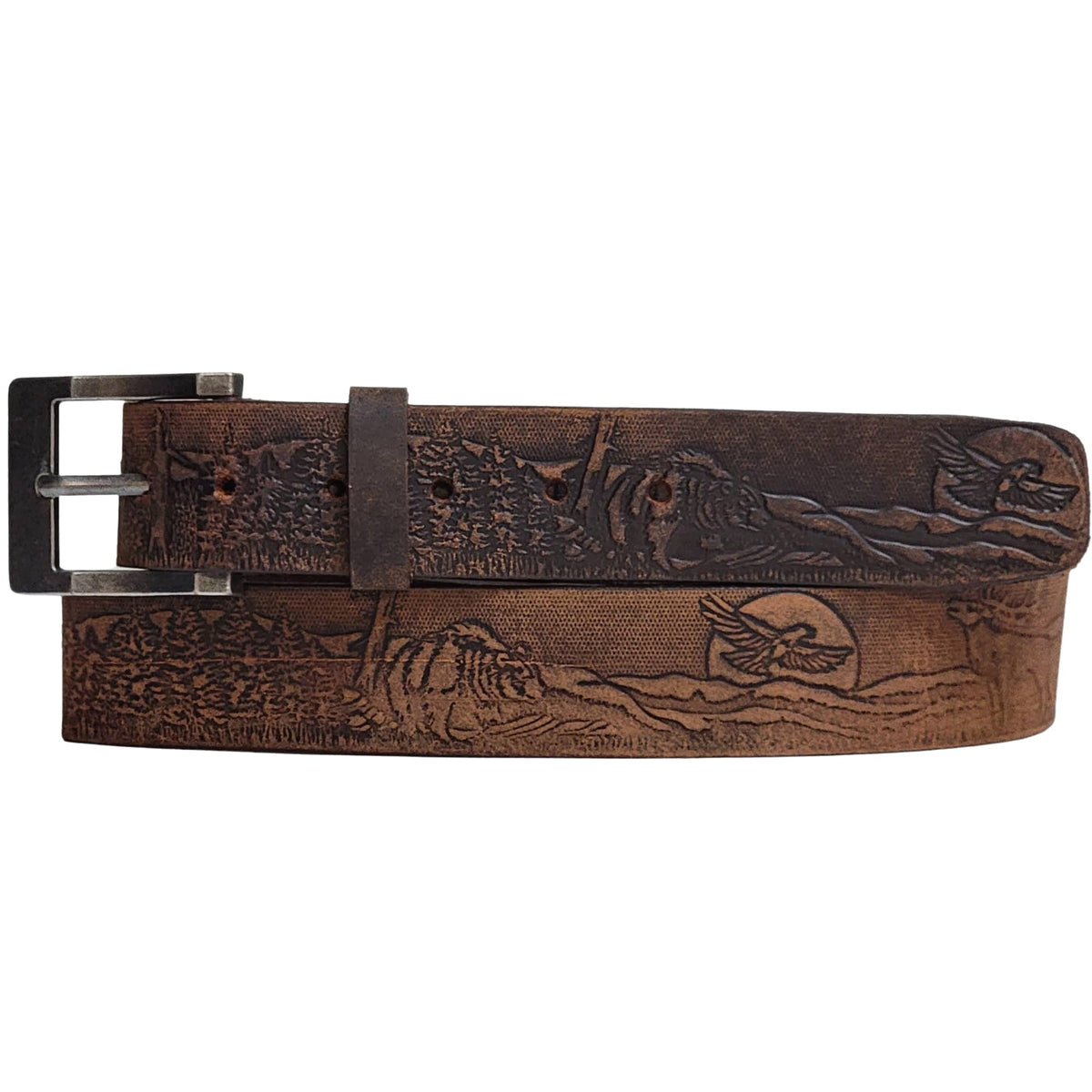The Wildlife Belt - Cognac Embossed Full Grain Leather Belt