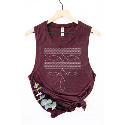 COWBOY BOOTS TOE STITCHED MINERAL GRAPHIC TANK TOP