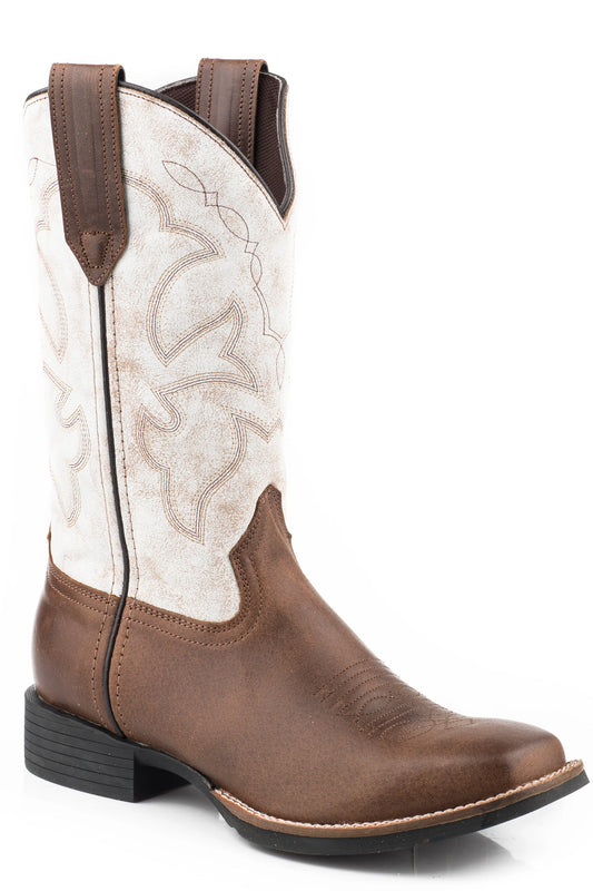 Womens Roper Tan Vamp and White Leather Shaft