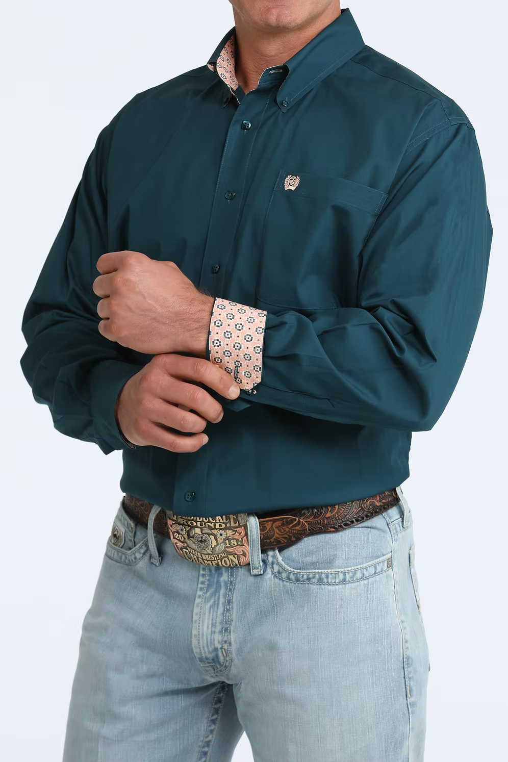 Mens L/S Solid Cinch Teal