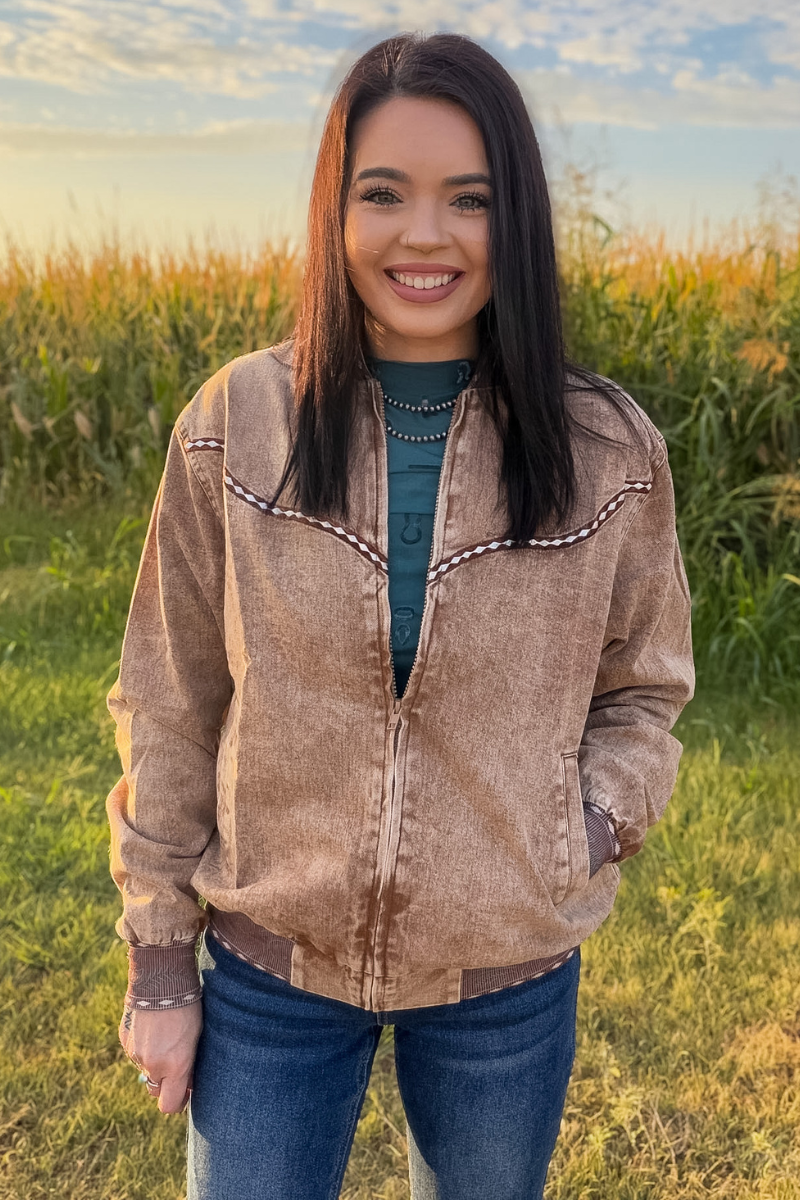 Buckskin Buckstitch Bomber Jacket
