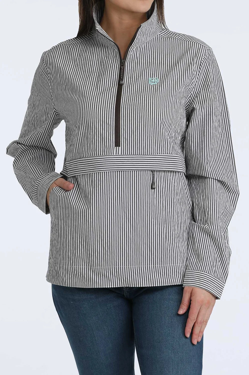 Cinch Ladies Brown Stripe Windbreaker