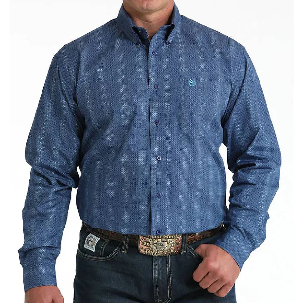 Cinch Men's Blue Geo Stripe Button Down Shirt