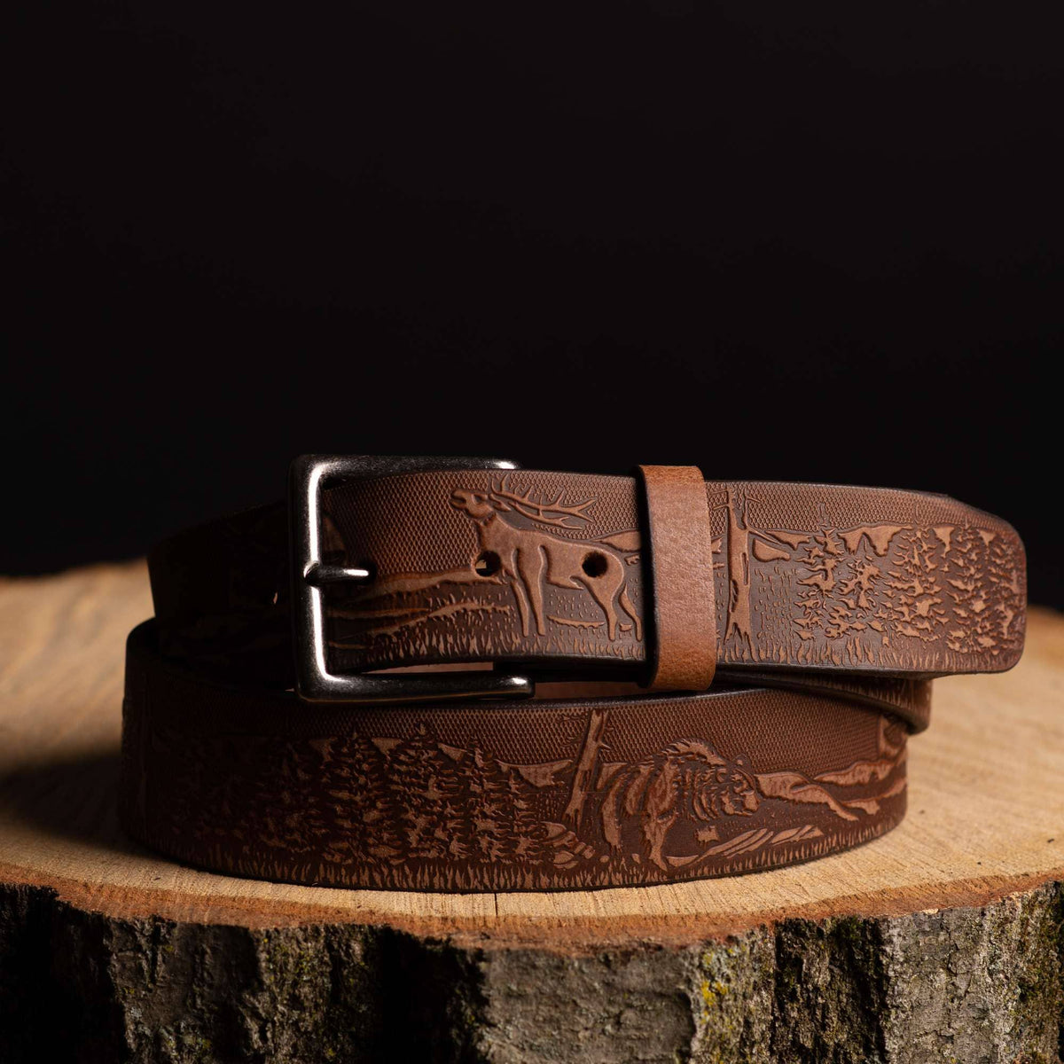 The Wildlife Belt - Cognac Embossed Full Grain Leather Belt