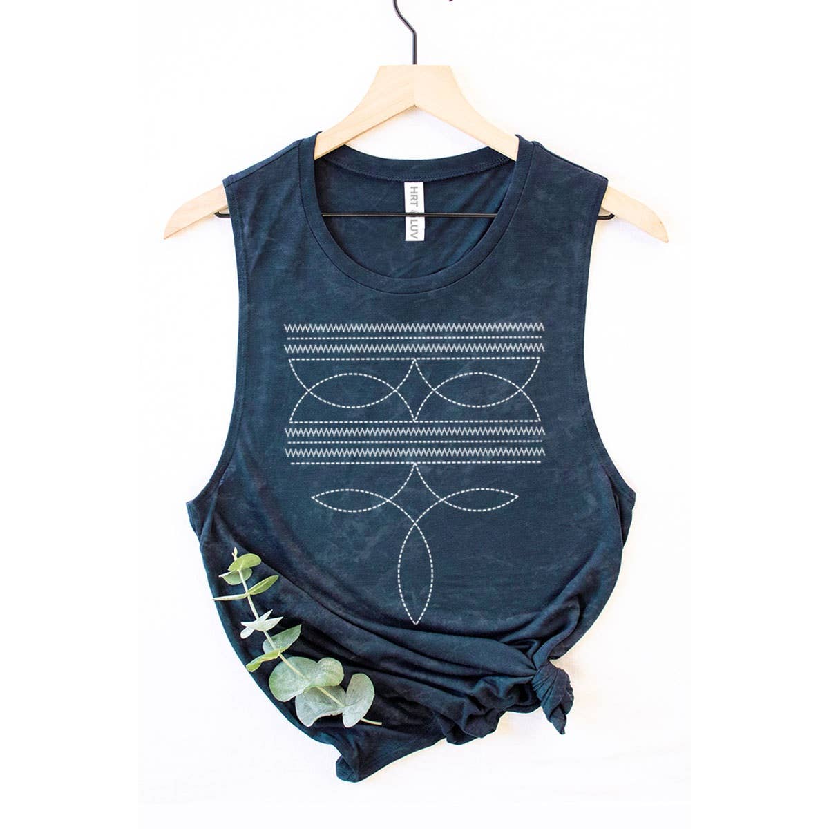 COWBOY BOOTS TOE STITCHED MINERAL GRAPHIC TANK TOP