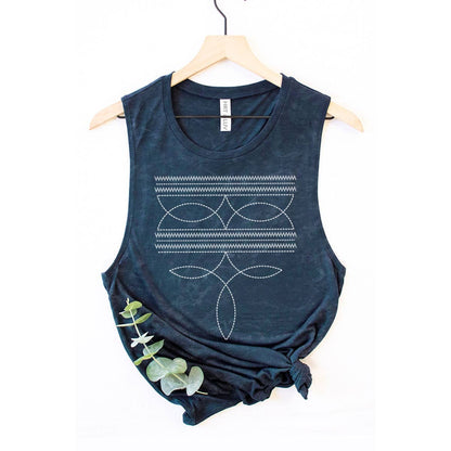 COWBOY BOOTS TOE STITCHED MINERAL GRAPHIC TANK TOP