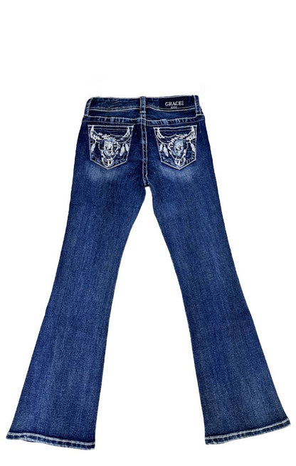 Steer Head Embroidery Girl Boot Cut | GB51956