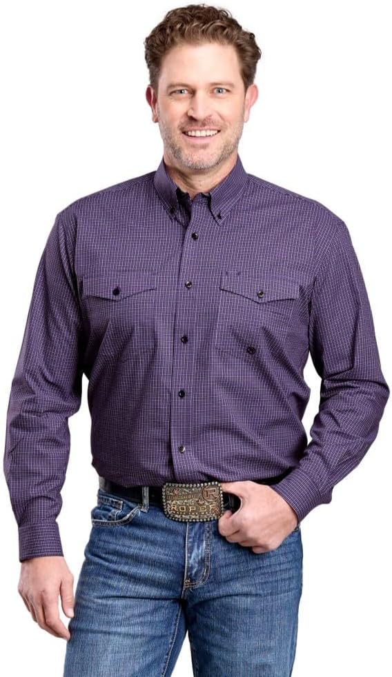 ROPER Mens Mini Check L/S Purple