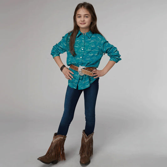 Roper Girls Turq. Button up