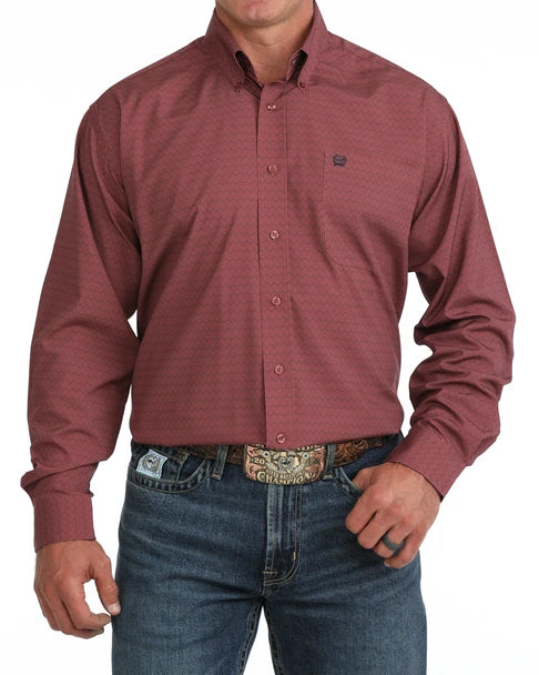 MENS CINCH ARENAFLEX BURGUNDY PRINT