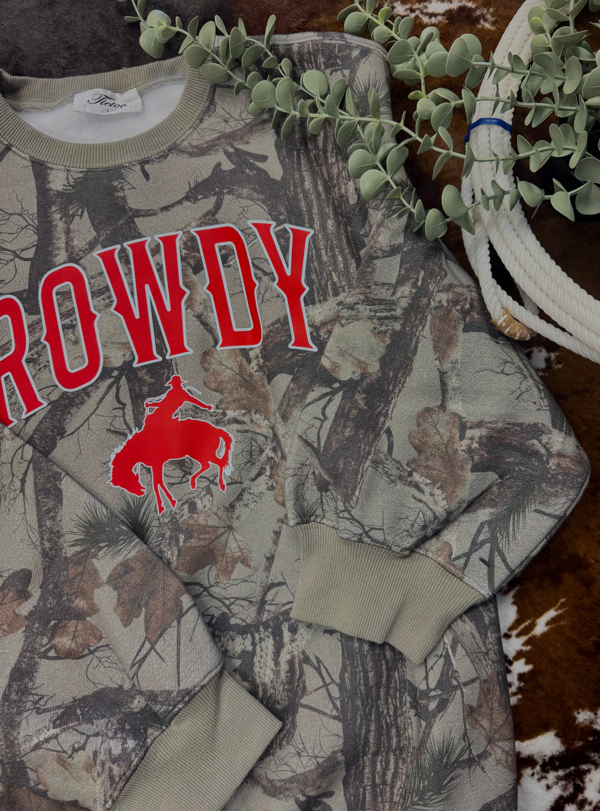 Camo Rowdy Crewneck