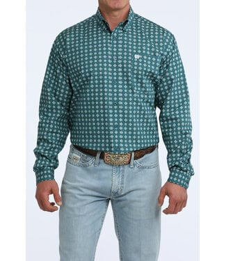 Cinch Men's Long Sleeve Button Down Western Shirt Green