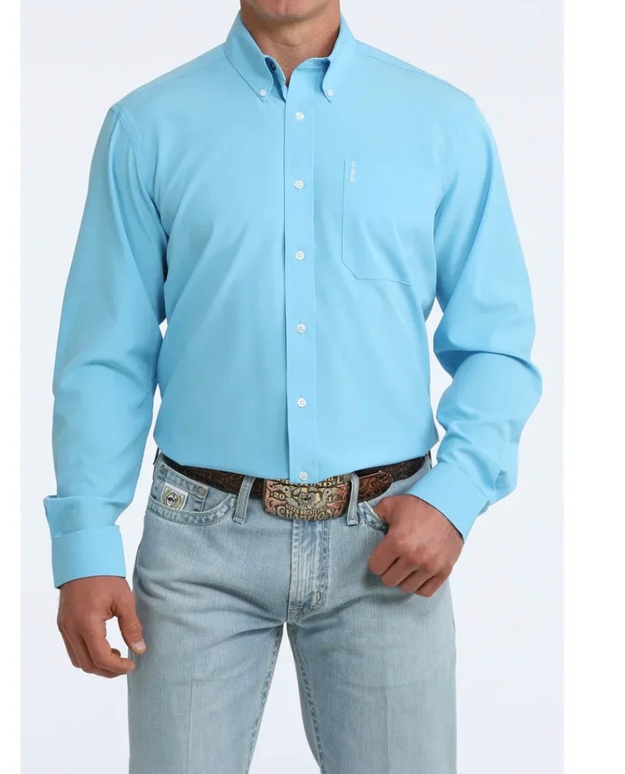 Cinch Men’s Button Down Western Shirt Blue Long Sleeve