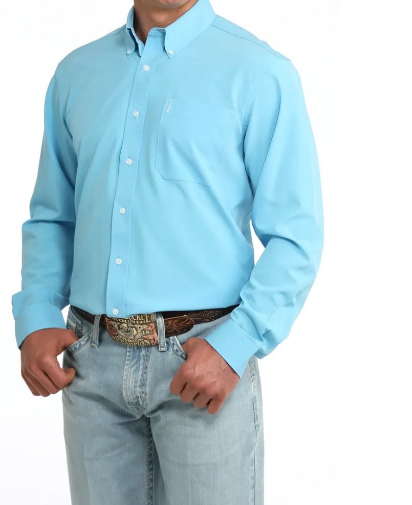 Cinch Men’s Button Down Western Shirt Blue Long Sleeve