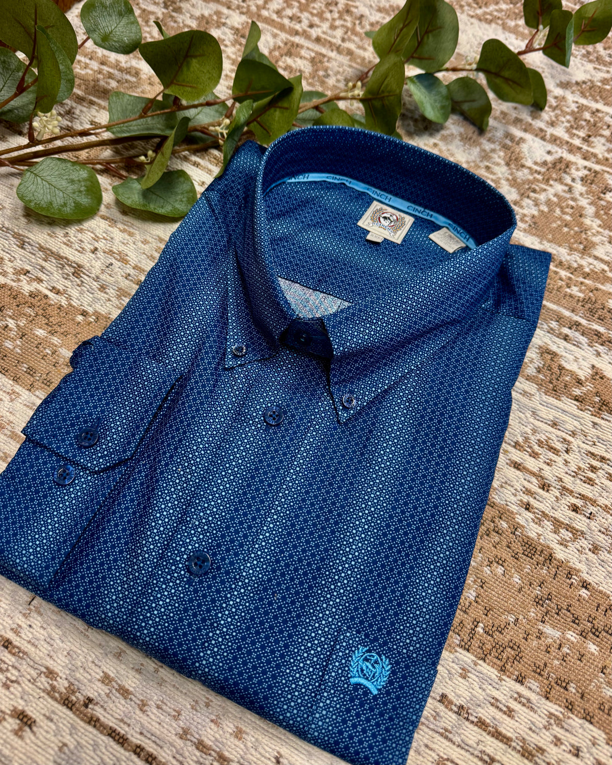 Cinch Men's Blue Geo Stripe Button Down Shirt