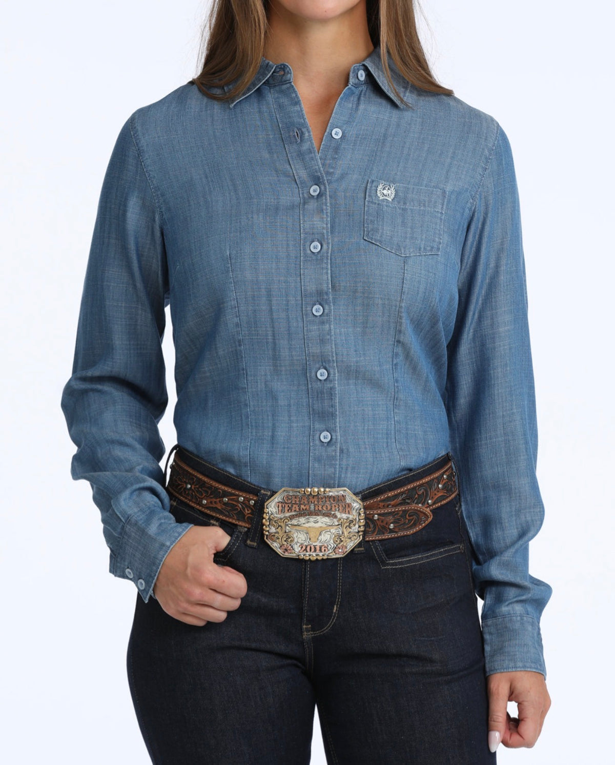 Cinch Ladies Chambray Button Up