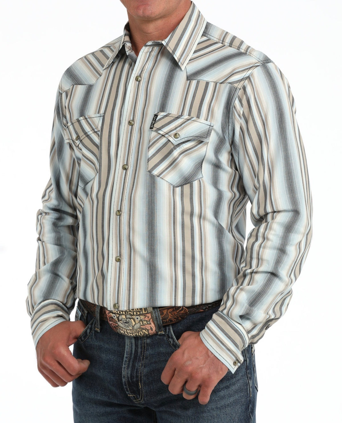 Cinch Men's Modern Fit Snap Stripe Shirt
