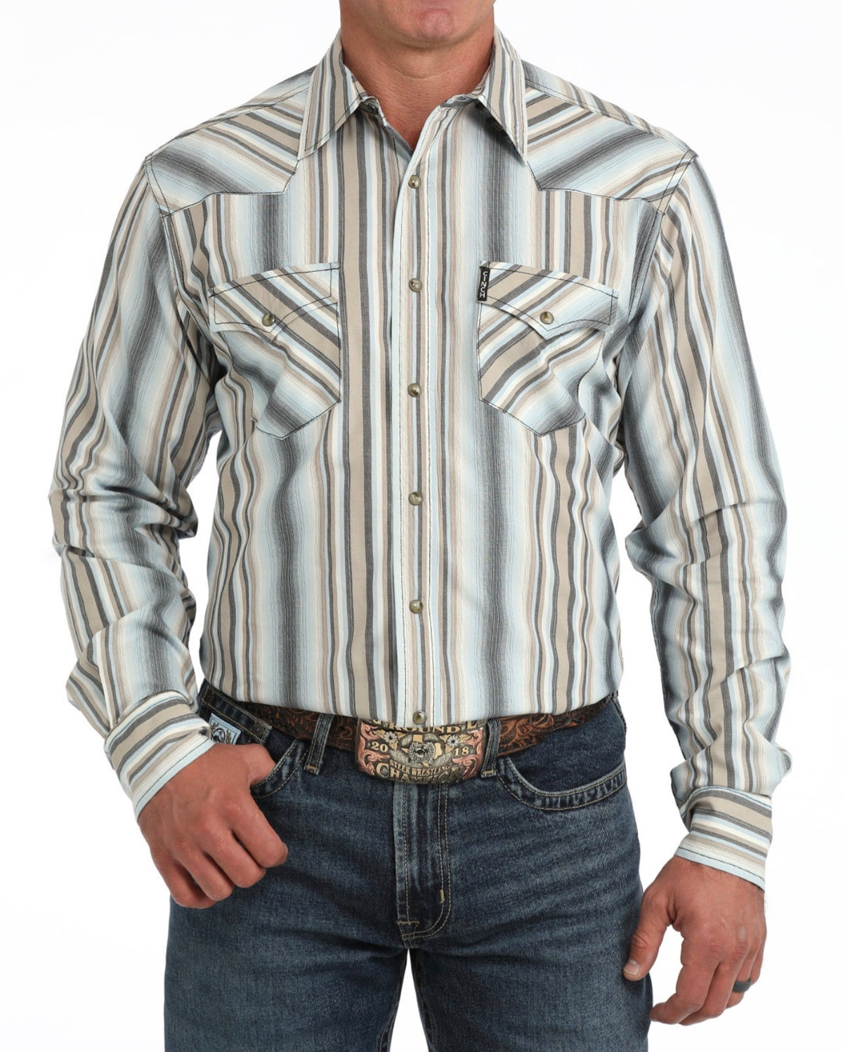 Cinch Men's Modern Fit Snap Stripe Shirt